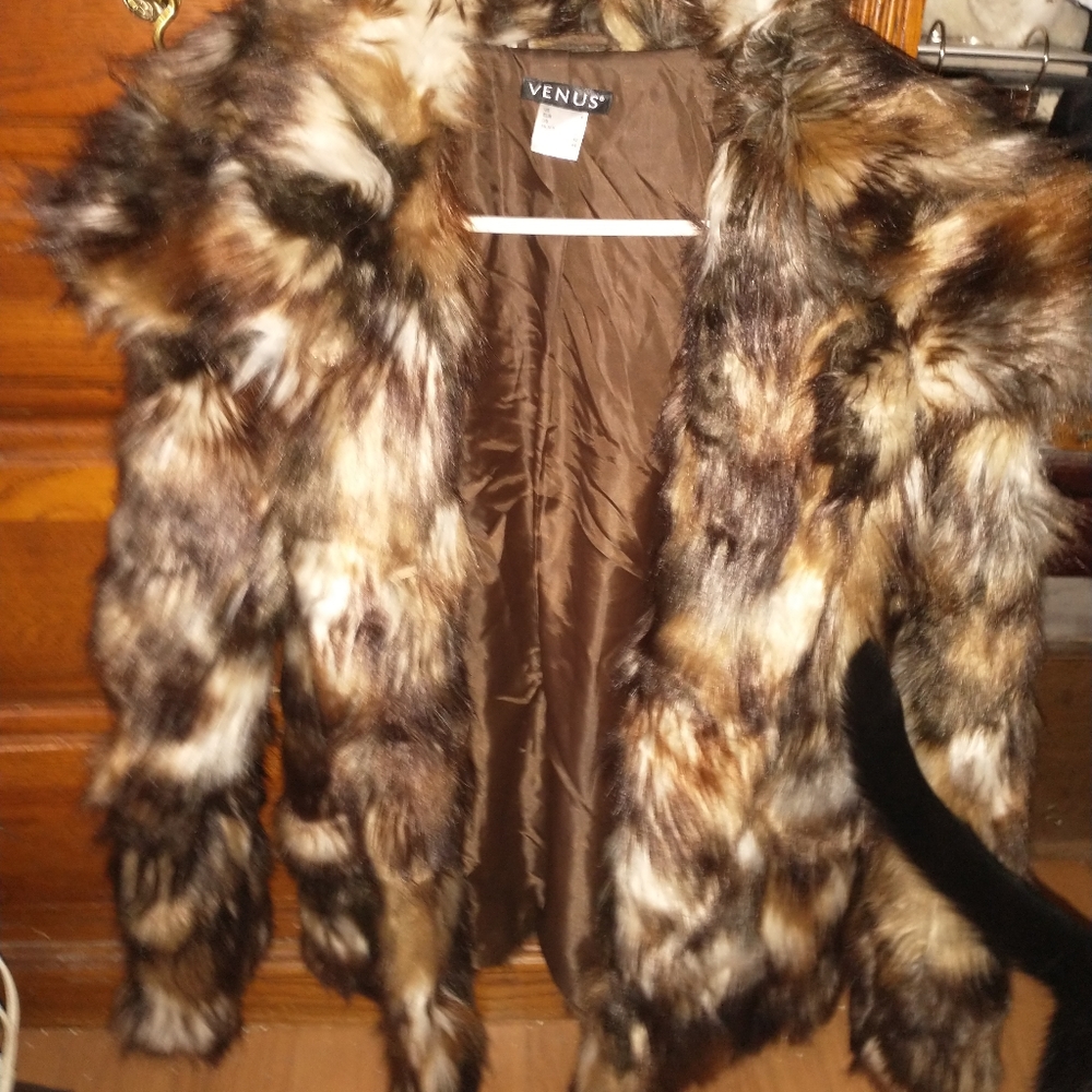 Faux Rabbit Fur Coat, Women's M